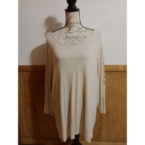 Retrology Cream Pullover Sz Plus 3X Peek A Boo Jeweled Arms Dressy